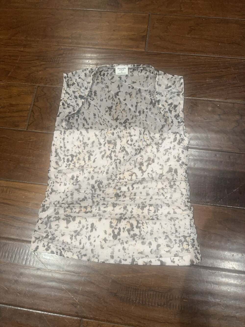 Abercrombie & Fitch Ruched Mesh Sleeveless Top Animal Print Size XS